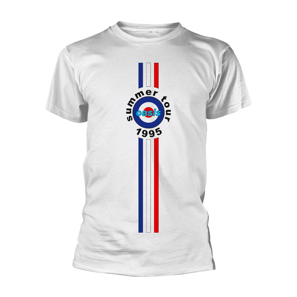 Oasis T Shirt Stripes 95 Band Logo Official Mens White XXL