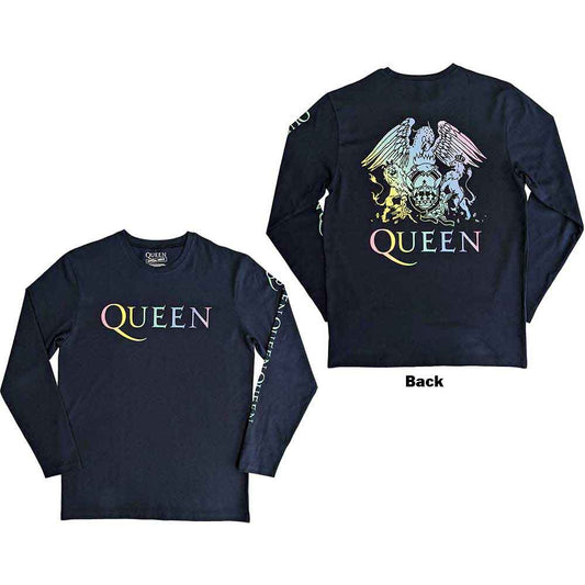 Queen Unisex Long Sleeve T-Shirt: Rainbow Crest
