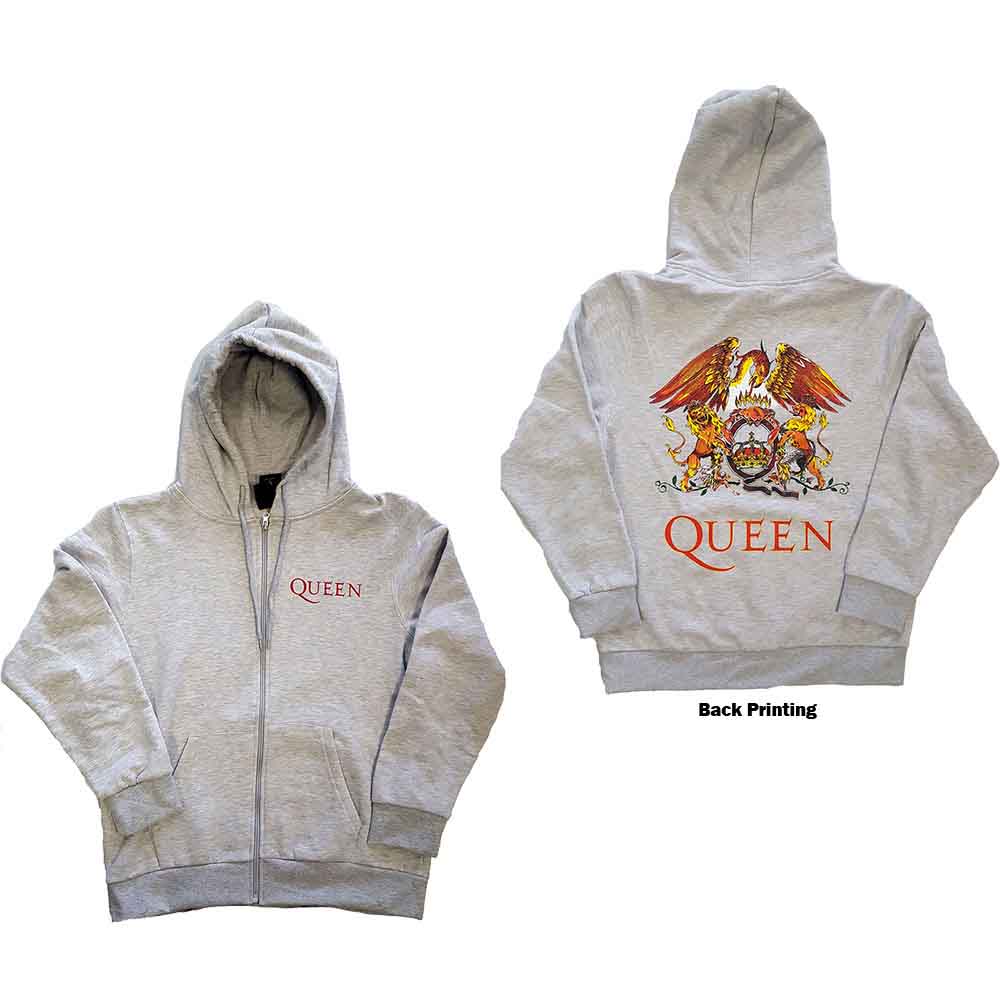 Queen Unisex Zipped Hoodie: Classic Crest