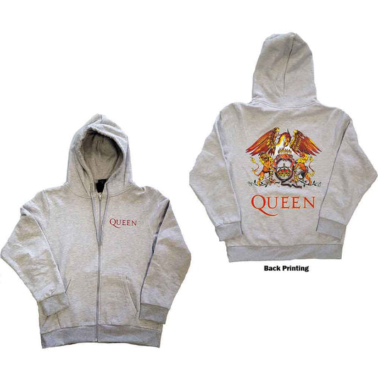 Queen Unisex Zipped Hoodie: Classic Crest