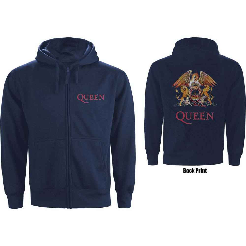 Queen Unisex Zipped Hoodie: Classic Crest