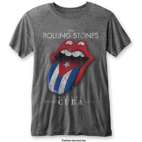 The Rolling Stones Unisex T-Shirt: Havana Cuba (Burnout)