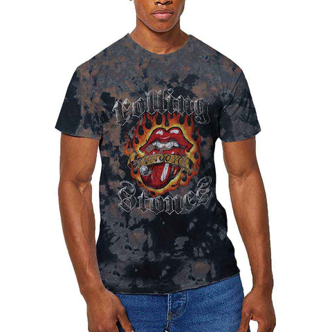 The Rolling Stones Unisex T-Shirt: Tattoo Flames (Wash Collection)