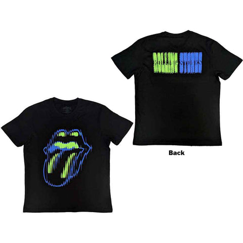 The Rolling Stones Unisex T-Shirt: Distorted Tongue (Back Print)