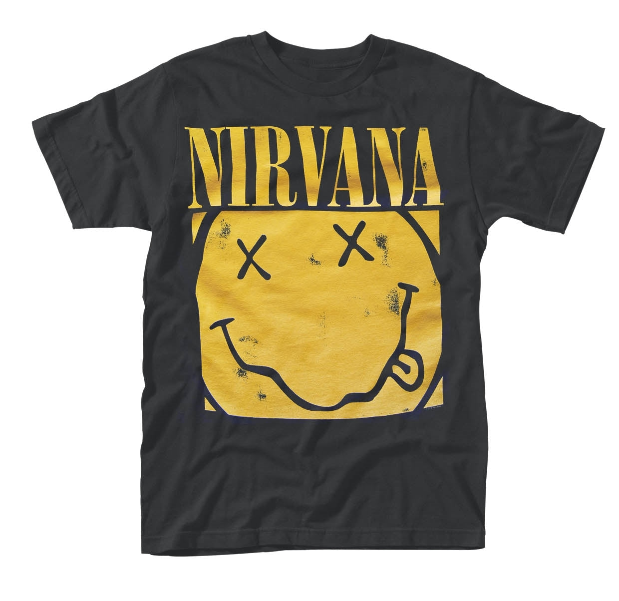 Nirvana Men's Box Smiley Short Sleeve T-Shirt, Black, XX-Large