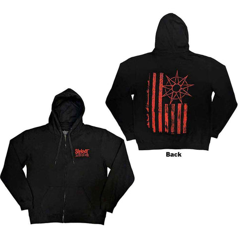 Slipknot Unisex Zipped Hoodie: 9-Point Flag (Back Print)