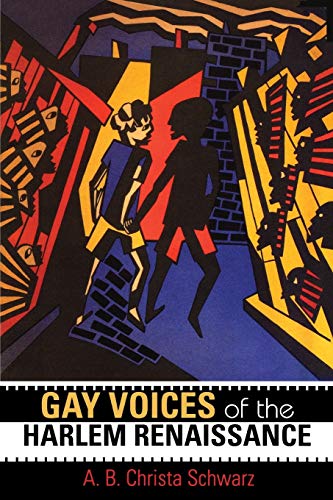 Book cover with stylized figures and text: "Gay Voices of the Harlem Renaissance.