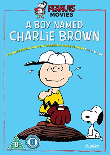"A Boy Named Charlie Brown DVD cover featuring Charlie Brown and Snoopy on a blue background."