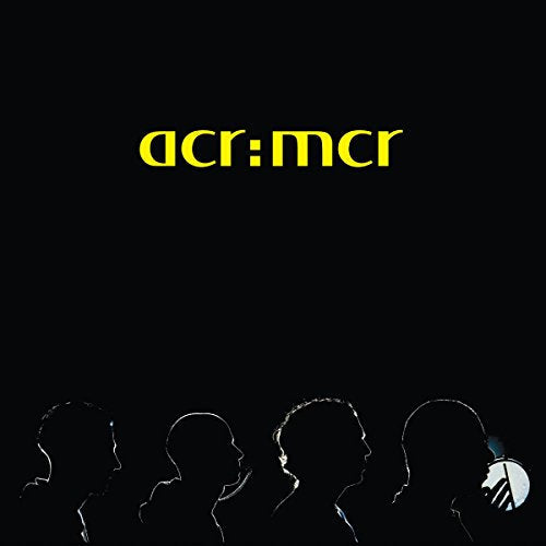Black album cover with yellow text “acr:mcr” and four silhouetted faces.