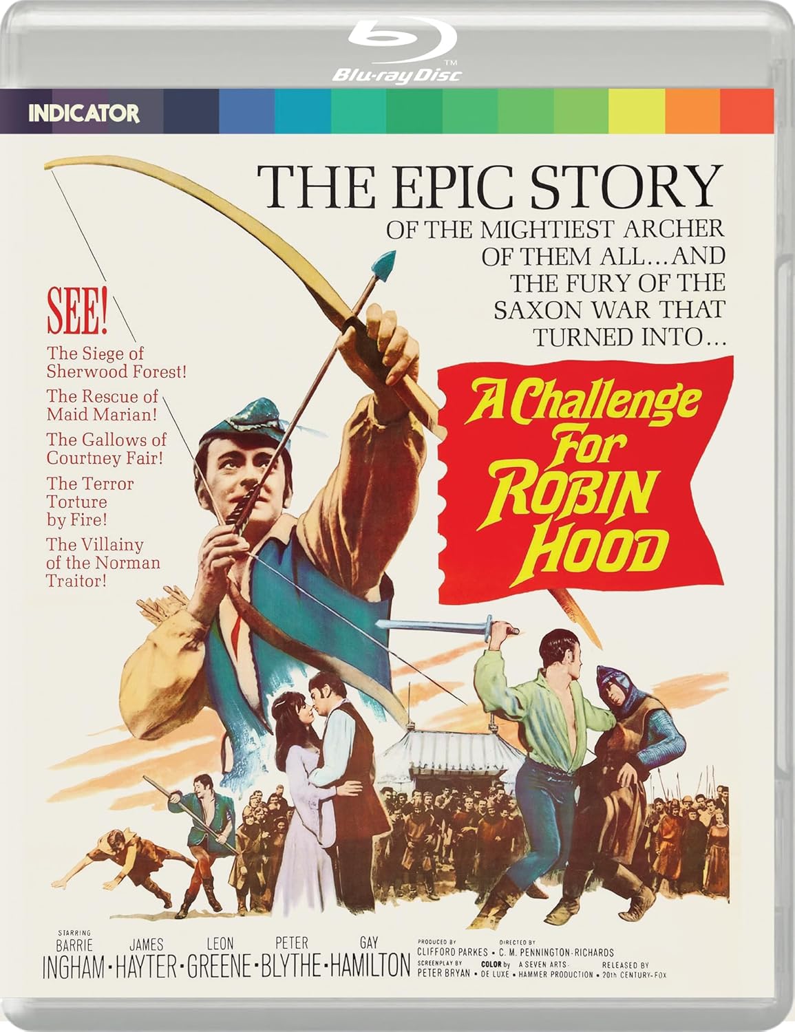 Blu-ray cover for "A Challenge for Robin Hood" featuring Robin Hood shooting an arrow.