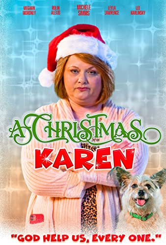 DVD cover for "A Christmas Karen" featuring a woman and small dog.