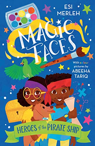 Book cover with illustrated children, a dog, and pirate-themed elements.