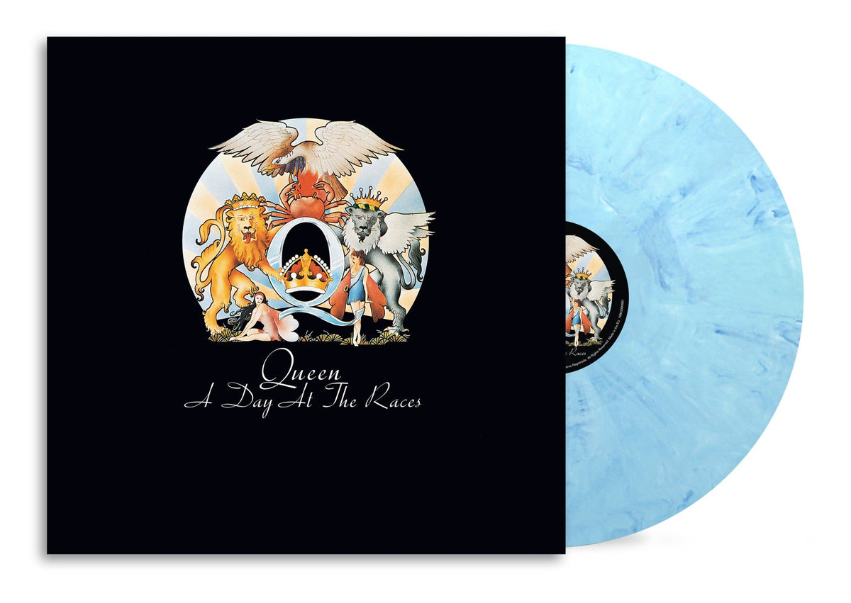 Queen’s “A Day at the Races” 50th Anniversary vinyl record with cover art.