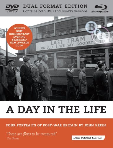 Black and white DVD cover depicting people near a vintage tram.