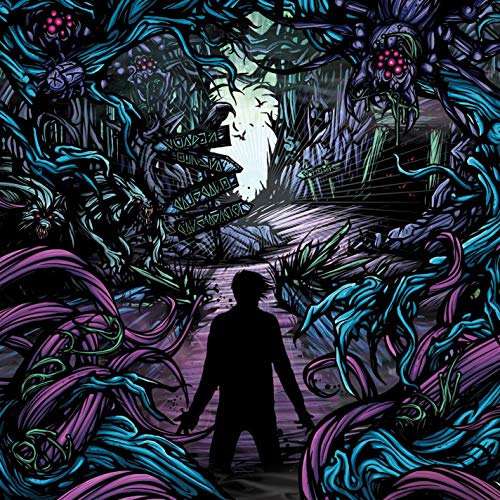 Surreal album art with a silhouetted figure in a fantastical, overgrown landscape.
