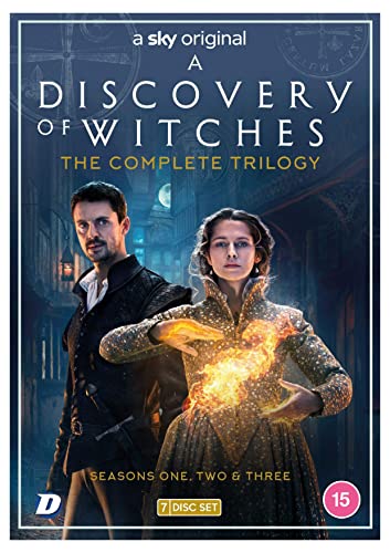 DVD cover for A Discovery of Witches featuring a man and woman with fire.