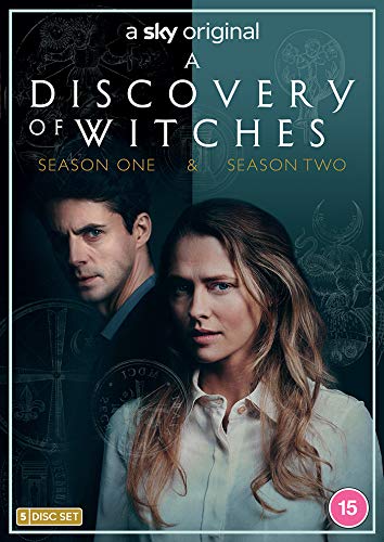 "A Discovery of Witches" DVD cover featuring a man and woman against a dark background.