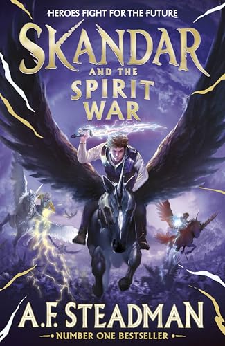 Book cover featuring a boy riding a winged horse with a glowing sword.