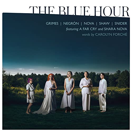 CD cover: five figures in white dresses stand in a field.