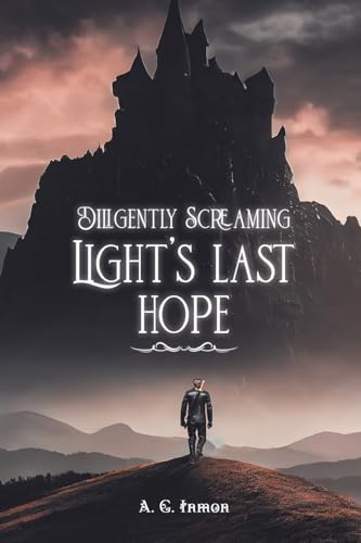Book cover: dark castle silhouette, lone figure facing a stormy landscape.