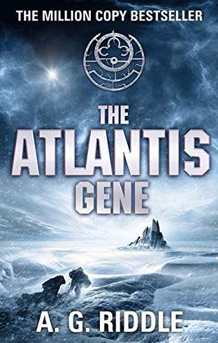 Book cover: "The Atlantis Gene" with icy landscape and circular symbol.