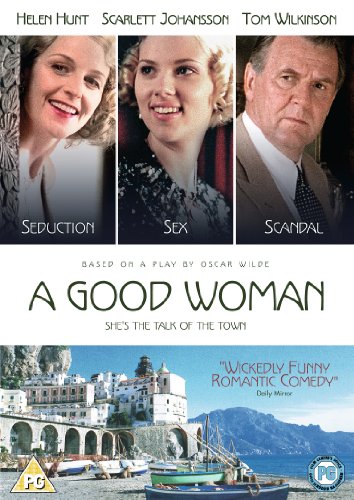 DVD cover for "A Good Woman" featuring three actors and a coastal town.