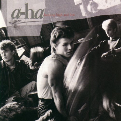 A-ha "Hunting High and Low" CD cover with band members in black and white.