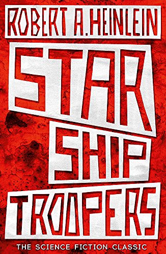 Red and white book cover with large, bold "STARSHIP TROOPERS" title.