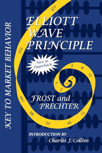 Book cover with swirling yellow design and title “Elliott Wave Principle.”