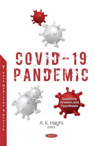 Book cover for "COVID-19 Pandemic" with virus illustrations and red text.