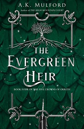 Book cover: dark green, tree silhouette, ornate frame, and sword.