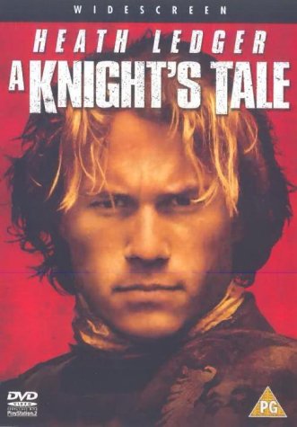 DVD cover for "A Knight's Tale" featuring Heath Ledger’s portrait.