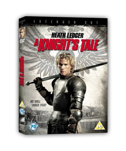 DVD case for "A Knight's Tale" featuring Heath Ledger in armor holding a sword.