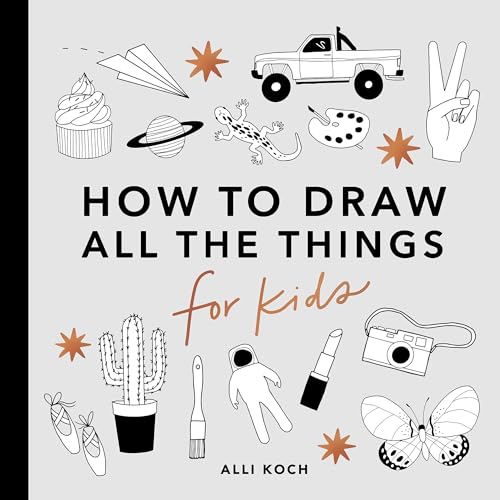 Book cover with line drawings of various objects and text.