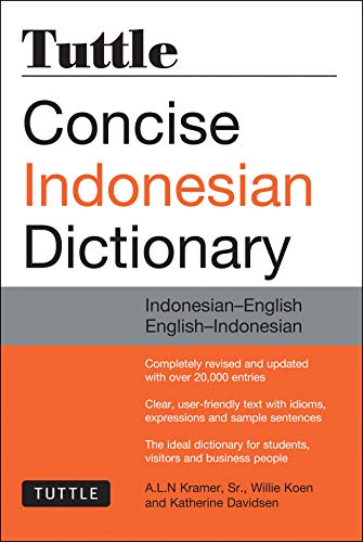 Orange and white cover of a Tuttle Concise Indonesian Dictionary.