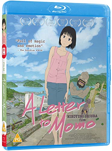 Blu-ray cover for “A Letter to Momo” featuring a girl and spirits.