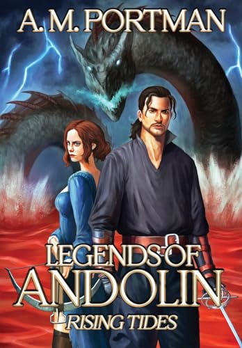 Fantasy book cover featuring a man, woman, and a large dragon.