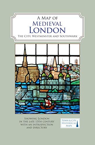 Book cover depicting a stained-glass style illustration of medieval London.