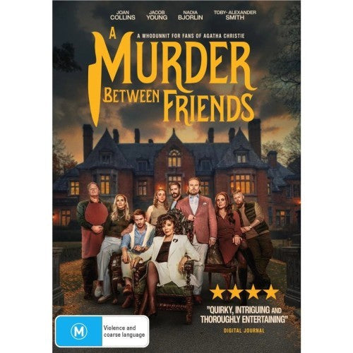 DVD cover for "A Murder Between Friends" featuring a mansion and cast.