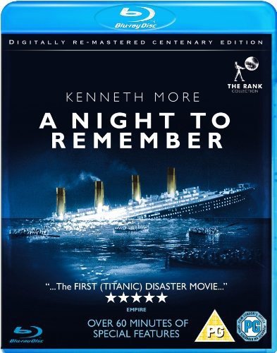 Blu-ray cover for "A Night To Remember" featuring the Titanic at sea.