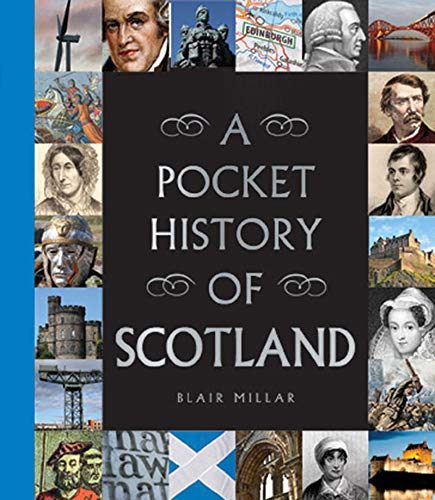 Book cover: “A Pocket History of Scotland” with portraits and landmarks.
