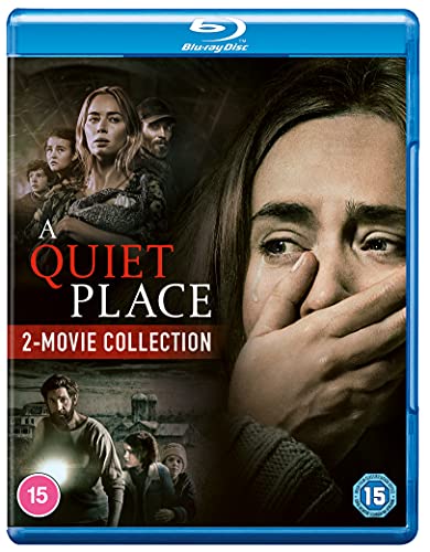 Blu-ray case for “A Quiet Place” films, featuring a worried woman’s face.