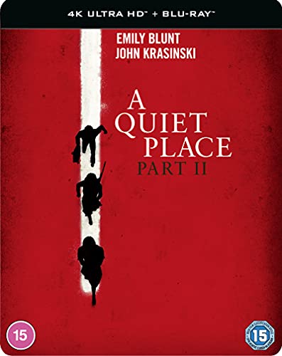 A Quiet Place Part II 4K Blu-ray steelbook cover with red background and silhouettes.