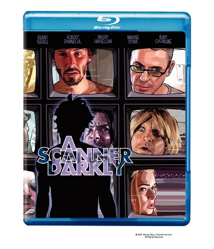 “A Scanner Darkly” Blu-ray cover with illustrated faces in grid panels.