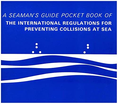 Blue book cover with white text and wave design, navigation rules title.