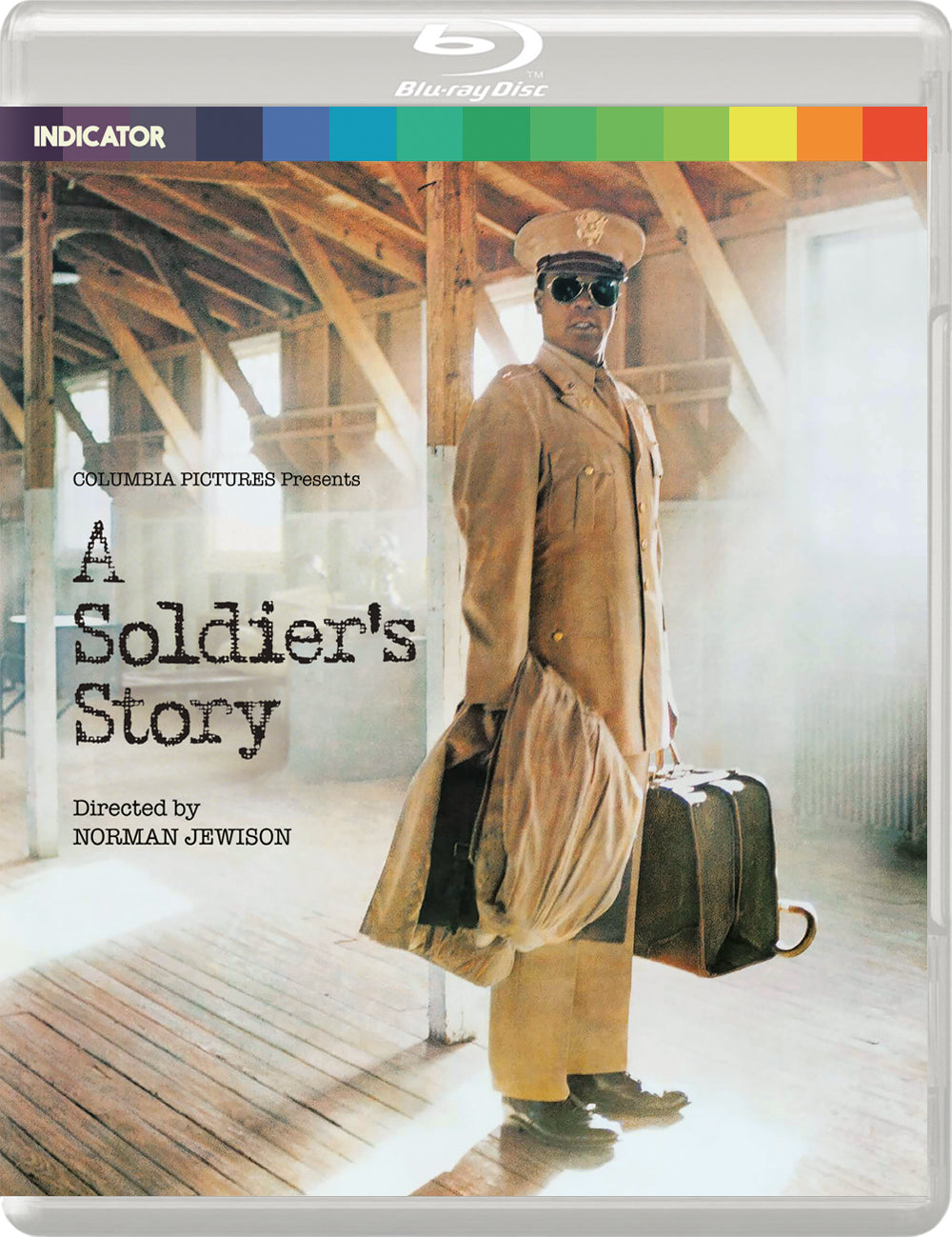 Blu-ray cover of A Soldier's Story featuring a soldier in uniform holding luggage.