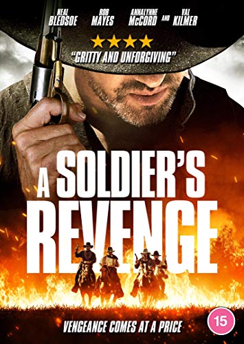 DVD cover for "A Soldier's Revenge" featuring a man with a gun.