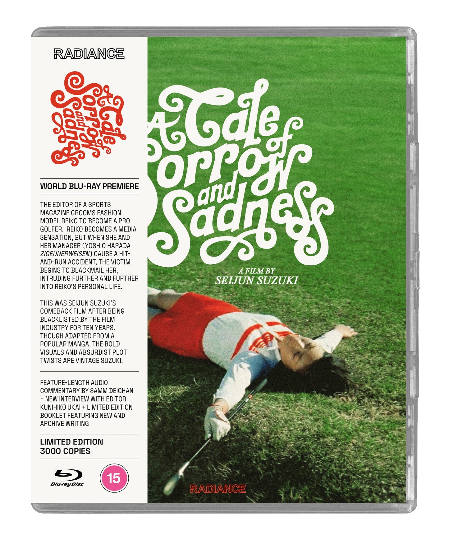 Blu-ray cover featuring a woman lying on grass with stylized white title text.
