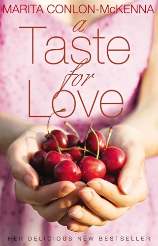 Book cover: “A Taste for Love” with hands holding red cherries.