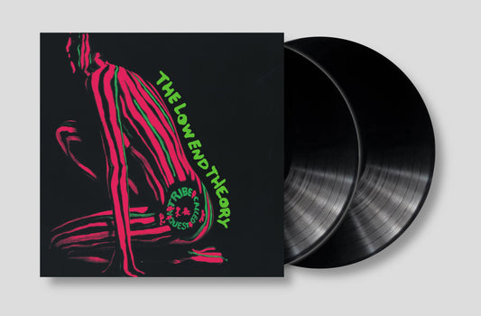 A Tribe Called Quest Low End Theory vinyl record cover and two black vinyl discs.